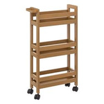 Etajera de baie foarte ingusta cu roti, 3 rafturi, latime de 15 cm