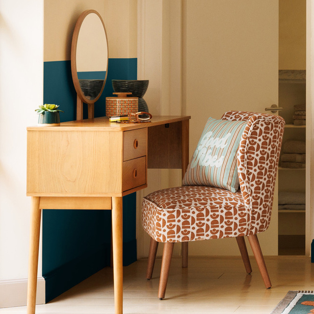 Masuta de toaleta cu oglinda rotunda CHARLIE, 110 x 42 x 126 cm