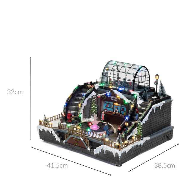 Figurina scena de Craciun, patinoar cu iluminare cu LED