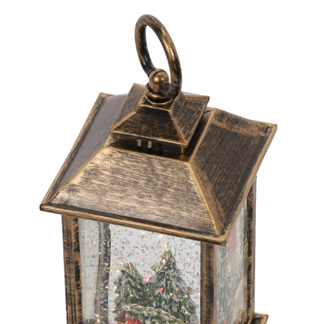 Lanterină decorativă de Crăciun LED cu apă și sclipici, 23 cm, auto