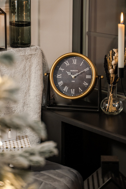 Ceas de masa LUCA, Ø 21 cm, negru