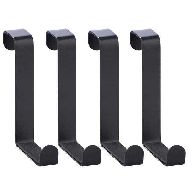 Set 4 carlige pentru uși, Negru, 7,6x6x1,2 cm, WENKO