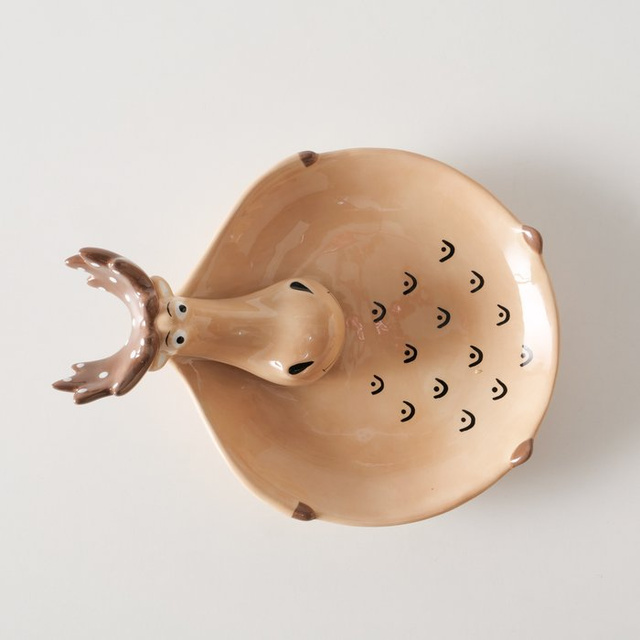 Vas ceramic cu cap de elan MOOSY, Ø17 cm