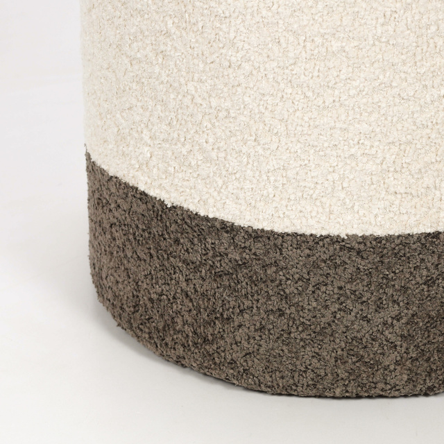 Puf rotund tapițat în două culori boucle, Ø 35 x 34 cm