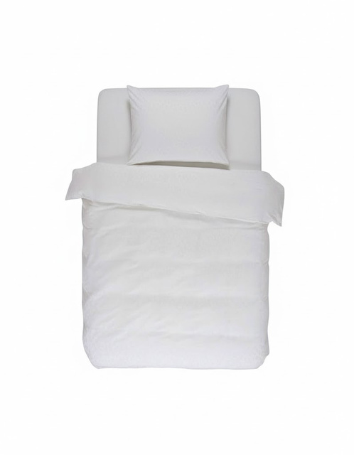 Set de lenjerie din satin de bumbac în nuanța albă, fețe de pernă decorative cu motiv animalier, Essenza 140 x 220/60 x 70 cm