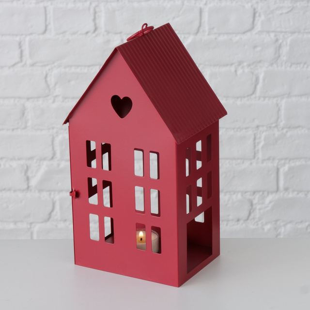 Lanterna metalica in forma de casa, ALAMO, 14 si 25 cm