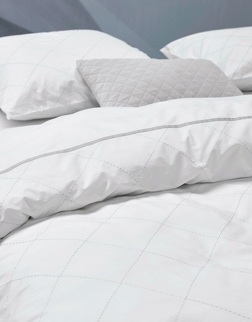 Lenjerie albă din percal cu carouri, lenjerie olandeză, fețe de pernă decorative, Essenza, 140 x 220 cm