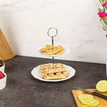 Platou din porțelan pentru prăjituri, torturi, fructe - 2 niveluri