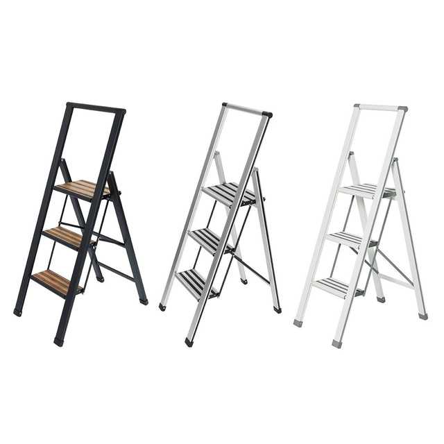 Scară din aluminiu, cu 3 trepte, WENKO, albă