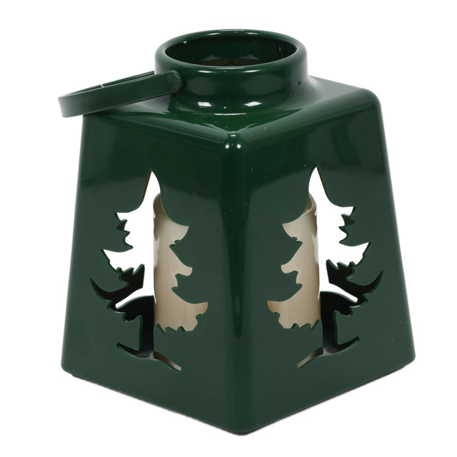 Lanterină de Crăciun cu lumânare LED, 14 cm, verde