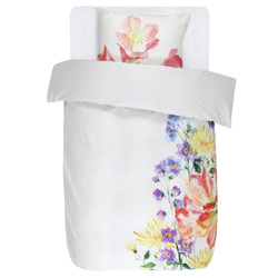 Set de lenjerie de pat din bumbac pentru o persoană, set de fețe de pernă decorative din satin, 100% bumbac - motiv floral, 140 x 220 cm, Essenza