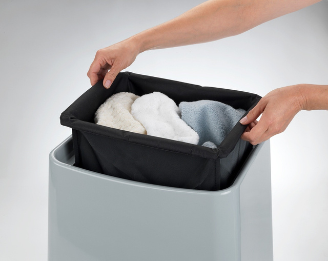 Cos pentru rufe cu scaun PLUS, 2-în-1, gris, WENKO