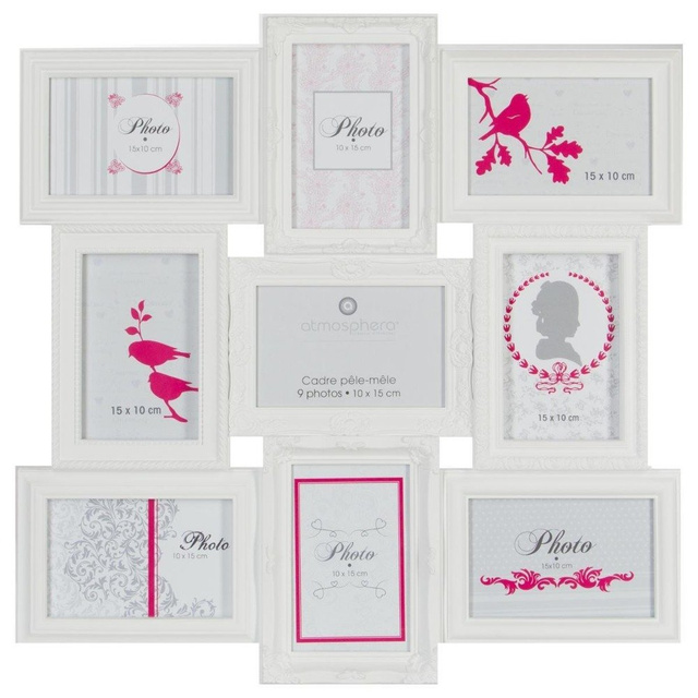 Rama foto colaj 9 fotografii, Alb, 50x50x2 cm, Atmosphera Créateur d'intérieur,