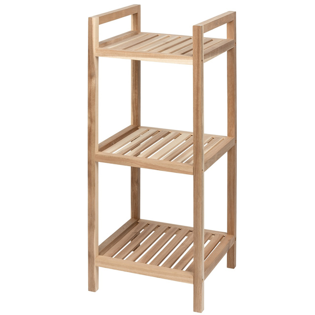 Raft pentru baie ACINA cu trei rafturi, lemn de salcam, Wenko