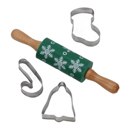 Set de copt pentru copii TIVOLA, sucitor mini cu model de fulgi de zăpadă + 3 forme, model 3