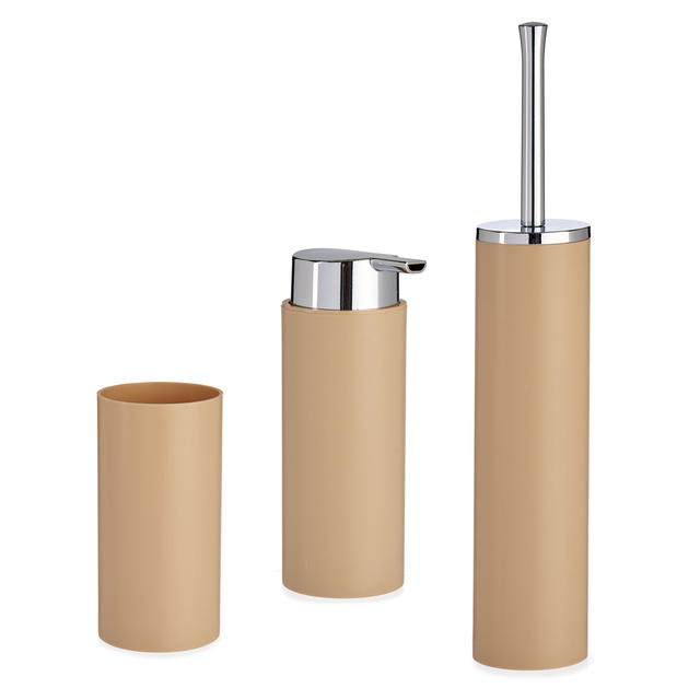 Accesorii de baie din plastic cu manere argintii, 3 bucati