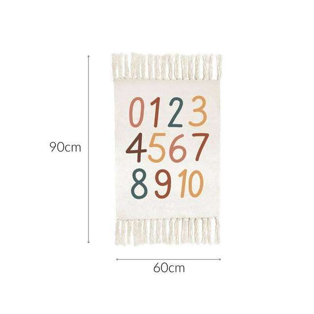 Covor copii Litere, cifre, cu franjuri, 60 x 90 cm