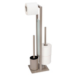 Suport pentru hârtie igienică și perie WC RIVALTA, 3 în 1, WENKO, taupe