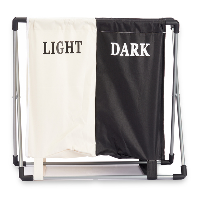 Cos pentru rufe pliabil: doua compartimente: negru, alb, 56 x 60 x 34 cm