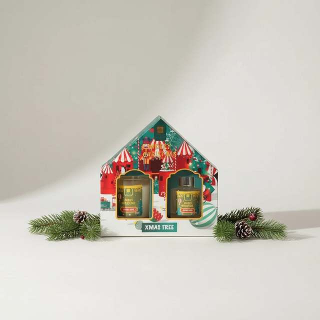 Set de parfum ulei 40 ml + lumânare, brad.