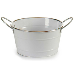 Husa ghiveci din zinc, alb, 20 x 27,5 x 10,5 cm