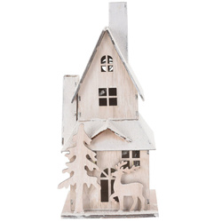 Casă din lemn cu iluminat cu LED, decorare de Crăciun, 9x20cm