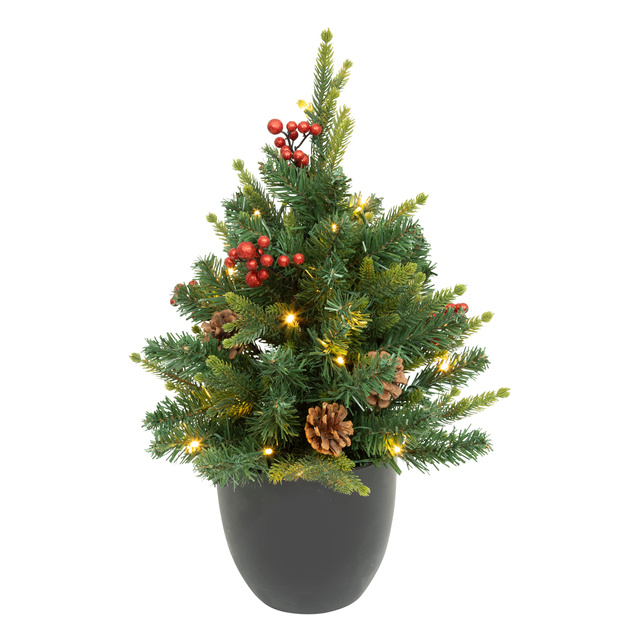 Brad artificial în ghiveci KAPPI, cu luminițe, 50 cm