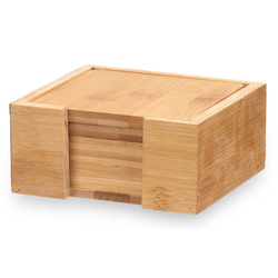 Coastere de pahar din lemn SQUARE, bambus, 6 bucati