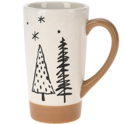 Cana mare de iarnă cu motiv de brăduți, 520 ml