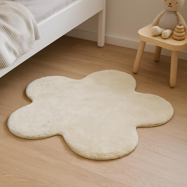 Covor pentru camera copiilor floare TELOS, 90 x 60 cm, fildeș.