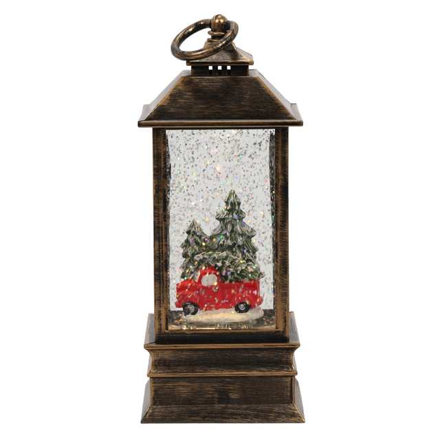 Lanterină decorativă de Crăciun LED cu apă și sclipici, 23 cm, auto