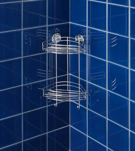 Raft colțar pentru baie, Vacuum-Loc, 2 niveluri - oțel cromat, WENKO