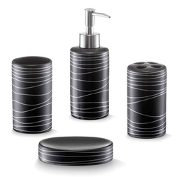 Set ceramic de accesorii pentru baie - 4 piese în set, negru