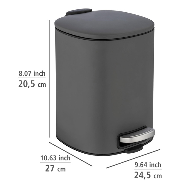 Cos de gunoi ALASSIO cu pedala si functie Easy-Close, 5 L, gri, Wenko