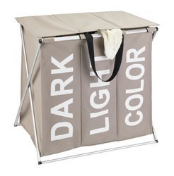 Cos de rufe pliabil cu 3 compartimente, Bej, 118 L, Wenko