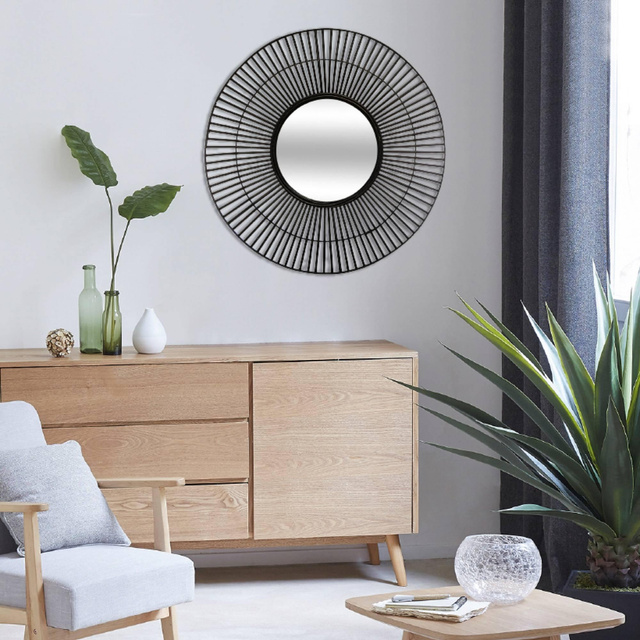 Oglinda decorativa in rama, bambus, Ø 77 cm