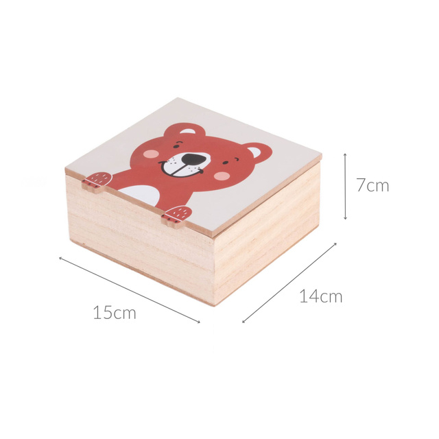 Cufărul pentru comorile copiilor Animăluțe cu lăbuțe, 15 x 15 x 7 cm