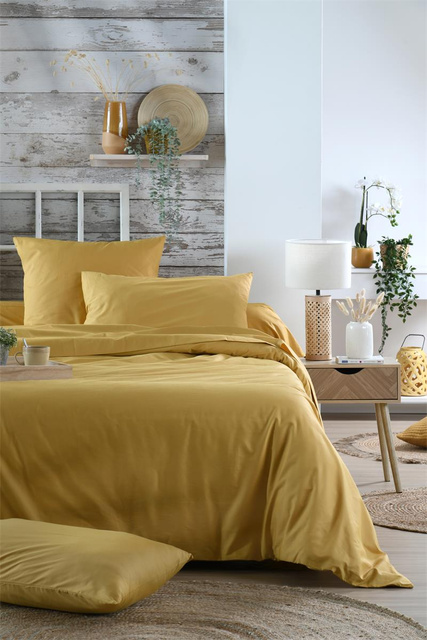 Cearceaf de corp din bumbac, galben, ELYSEE