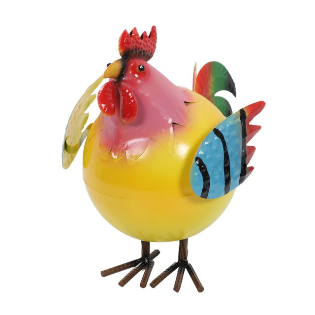 Figurină colorată de cocoș din metal, 21 x 25 x 28 cm