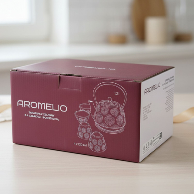 Cumpăna din fontă cu cești și suport KOGA, 1200 ml, aurie