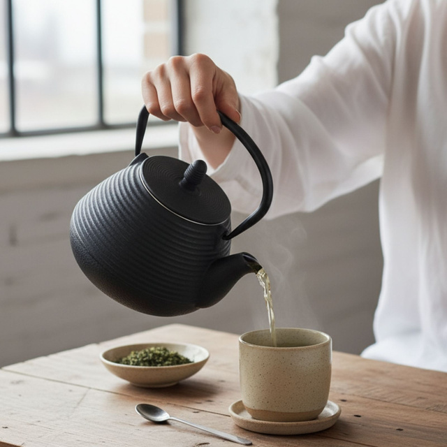 Ceainic din fontă cu infuzor YUKI, 1000 ml, negru