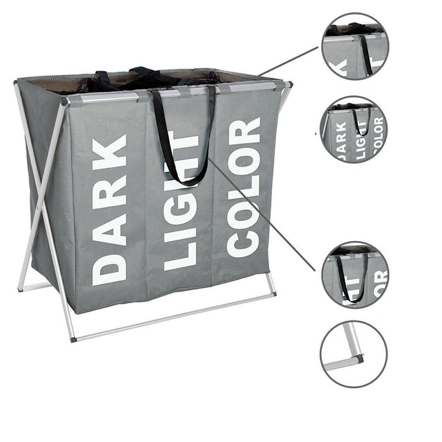 Containere pentru rufe TRIO GREY - până la 130 de litri, WENKO, gri