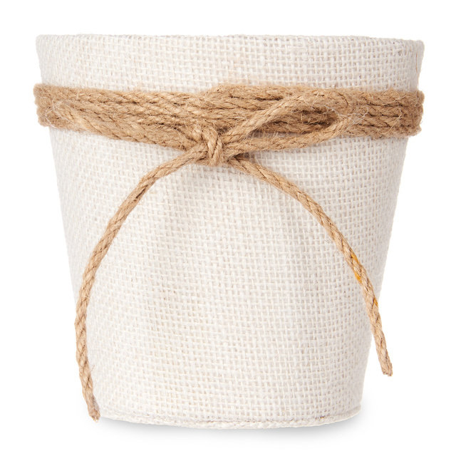 Husa pentru ghiveci impletit cu fundita de iuta, Ø 13 cm