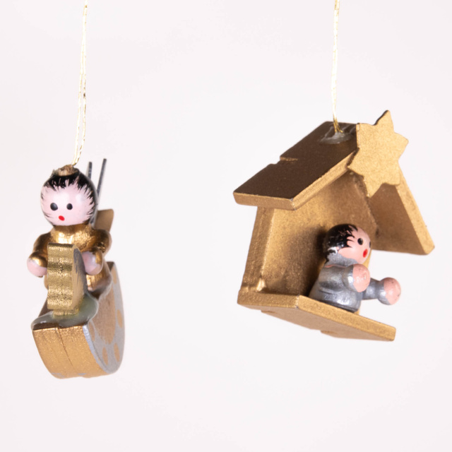 Set de jucării din lemn pentru brad, 24 buc.