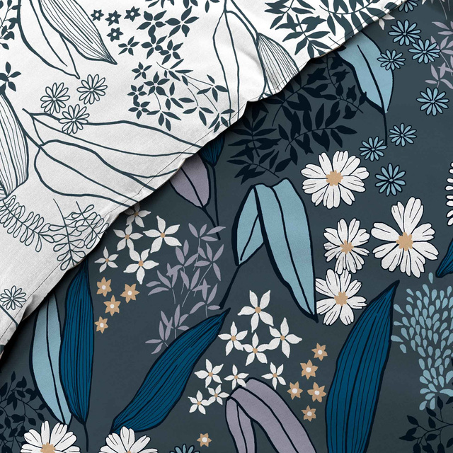 Set de pat din bumbac organic imprimat CLARISSE, 240 x 220 cm