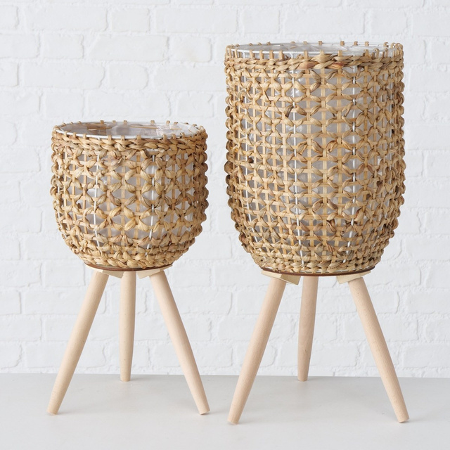 Ghiveci Livela, set 2 bucati, picioare din lemn