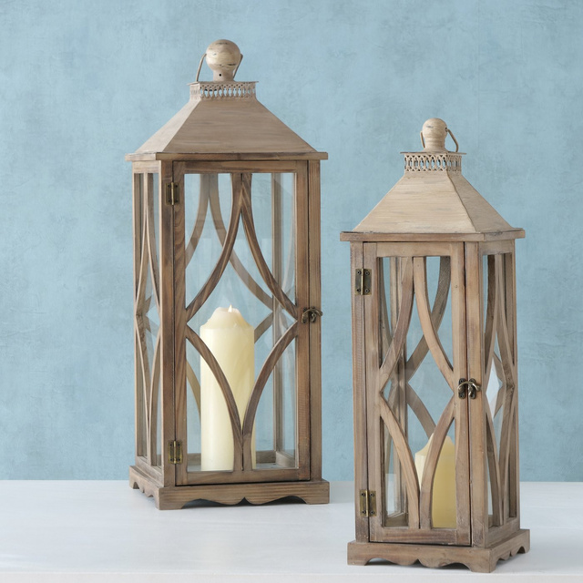 Set 2 felinare  din lemn Karol