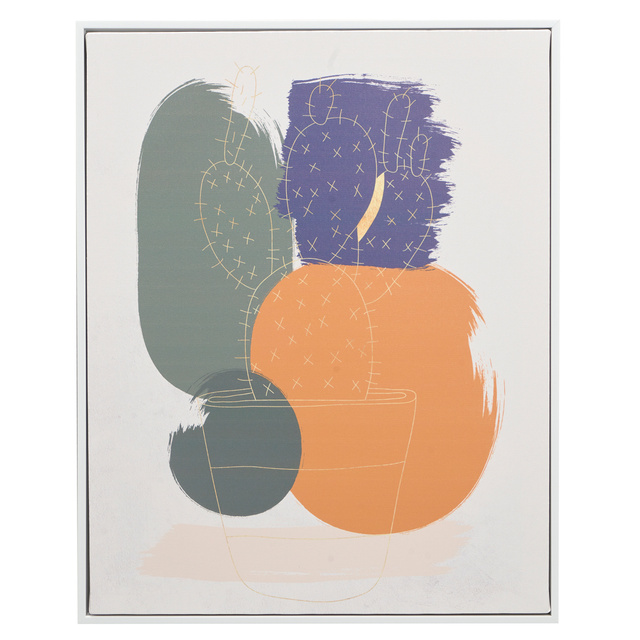 Tablou în ramă albă SOLARA cu motiv de cercuri, 40 x 70 cm