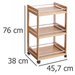 Cărucior de bucătărie din bambus cu 3 niveluri, 46 x 38 x 76 cm, bambus