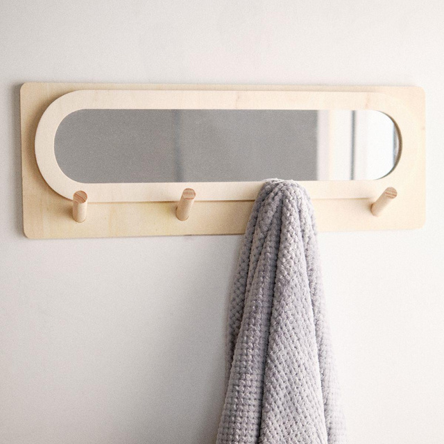 Cuier pentru hol, cu oglinda, Simplicity, 75 x 47 cm